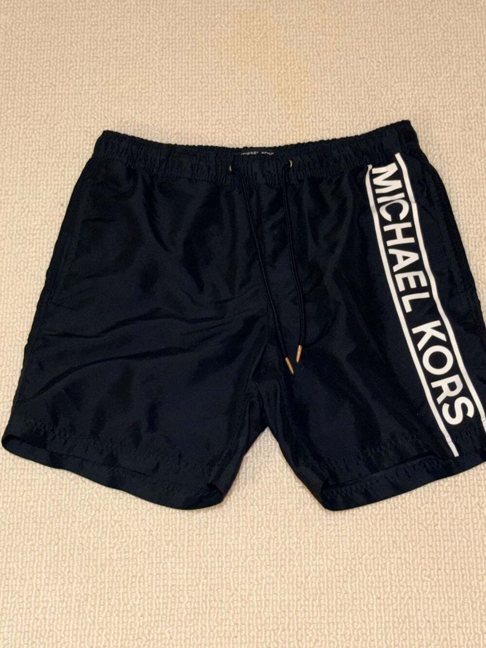 Michael Kors Black Swim Trunks with White Logo Waistband Size S